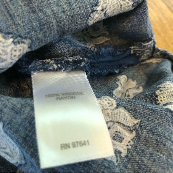 J Jill Blue Eastern Pattern Lightweight Tunic Top Shirt Womens Size Medium - Picture 5 of 10